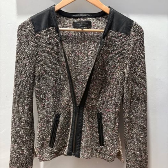 Rag & Bone Lory tweed jacket (lamb leather trim) - Picture 1 of 3
